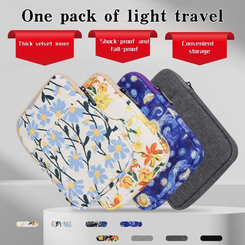 RichMoro Kindle Case, 6-7 inch Nylon Protective Cover, Travel Carrying Bag for Paperwhite 2021, Fire 7 2022, Kindle Oasis (Small Daisy) - Image 5